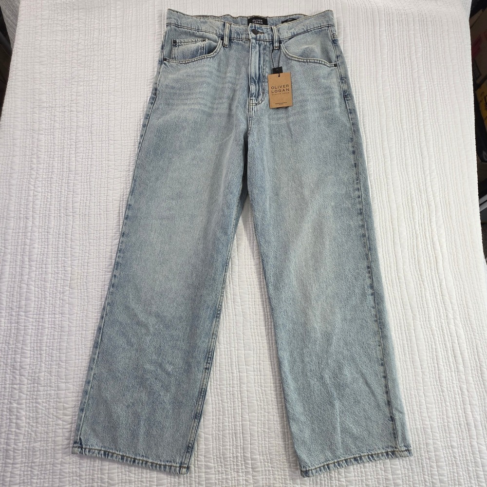 Oliver Logan Baggy Faded Indigo Jeans Mens 33x30 Relaxed Wide Leg Denim MJN-01